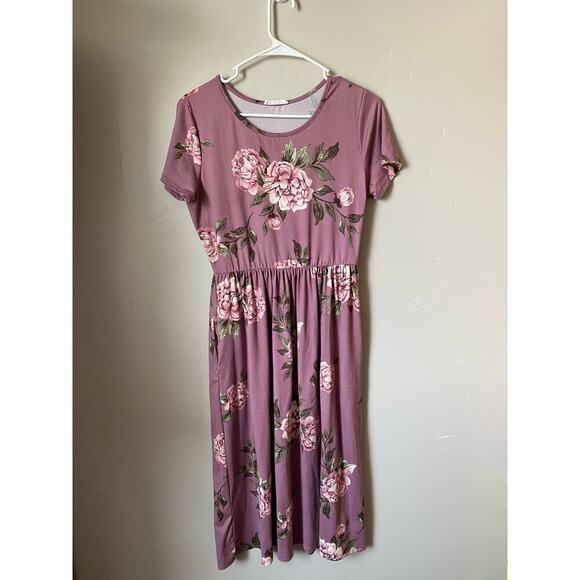 Reborn J Purple Floral Midi Dress- medium - Picture 1 of 4